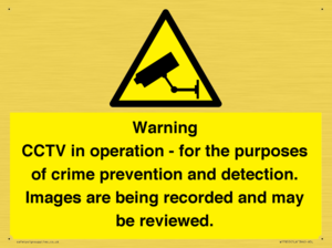 Warning CCTV in operation - for the purposes of crime prevention and detection. Images are being recorded and may be reviewed.